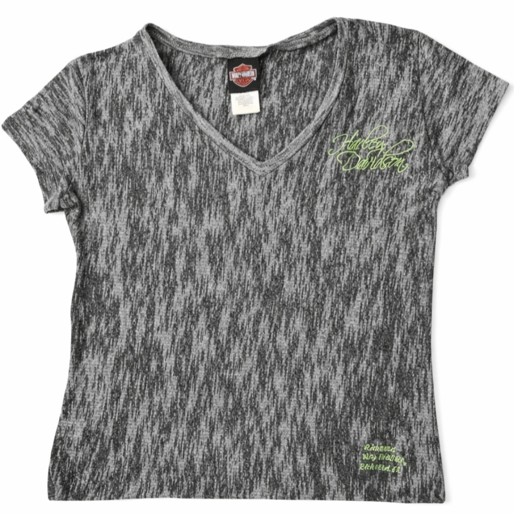 Harley-Davidson Women’s XL Sheer Gray V-Neck Tee | Short Sleeve | Lightweight